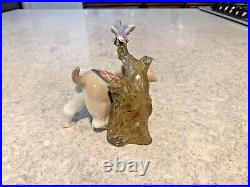 LLADRO Puppy Dog Flowers Blossoms bird Vintage HTF