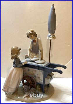 LLADRO RARE Ice Cream Vendor with Girl and Dog #5325 LARGE MINT