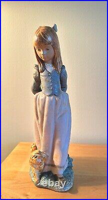 LLADRO ROSITA #2085 Figurine GRES Girl With Dog And Rose RARE Retired Excellent