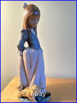 LLADRO ROSITA #2085 Figurine GRES Girl With Dog And Rose RARE Retired Excellent