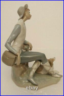 LLADRO Retired SHEPARD #4659 Man Sitting on Stump with Dog made in Spain