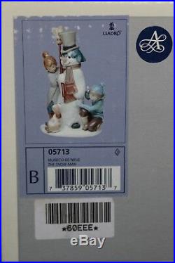 LLADRO SPAIN FIGURINE #5713 THE SNOWMAN With BOX Snowman Girl Boy & Dog