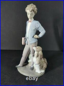 LLADRO SUNDAY'S CHILD #6023 FIGURINE BOY With DOG & BOOK PERFEC