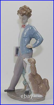 LLADRO SUNDAY'S CHILD #6023 FIGURINE BOY With DOG & BOOK PERFEC