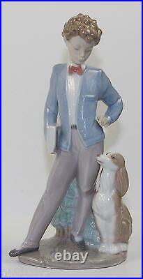 LLADRO SUNDAY'S CHILD #6023 FIGURINE BOY With DOG & BOOK PERFEC