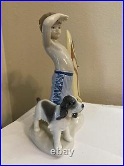 LLADRO SURF'S UP BOY FIGURINE #8110 BRAND NIB BEACH SURF BOARD DOG Free Shipping