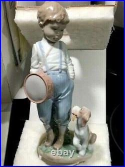 LLADRO Signed FRIENDLY DUET #6846 Boy with Drum Puppy Retired 2003 with original box