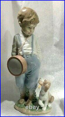 LLADRO Signed FRIENDLY DUET #6846 Boy with Drum Puppy Retired 2003 with original box