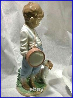 LLADRO Signed FRIENDLY DUET #6846 Boy with Drum Puppy Retired 2003 with original box