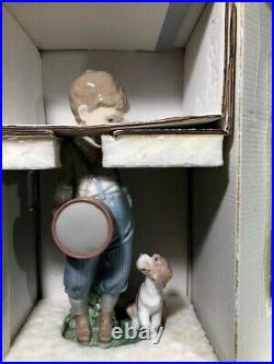 LLADRO Signed FRIENDLY DUET #6846 Boy with Drum Puppy Retired 2003 with original box