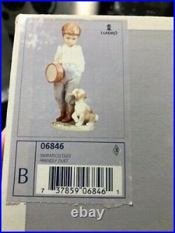 LLADRO Signed FRIENDLY DUET #6846 Boy with Drum Puppy Retired 2003 with original box