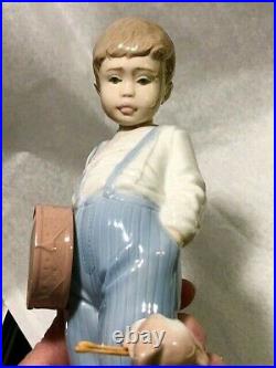 LLADRO Signed FRIENDLY DUET #6846 Boy with Drum Puppy Retired 2003 with original box