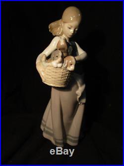 LLADRO Society Figurine #1311 Girl with Puppies/ Dogs on Hip RETIRED in Box