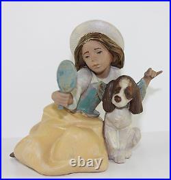 LLADRO WHO'S THE FAIREST #2313 FIGURE GIRL, DOG, MIRROR GRES MINT WithBOX