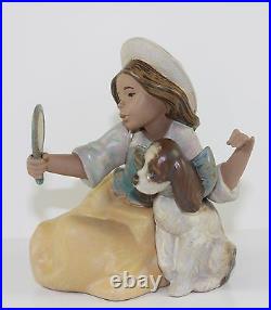 LLADRO WHO'S THE FAIREST #2313 FIGURE GIRL, DOG, MIRROR GRES MINT WithBOX