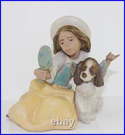 LLADRO WHO'S THE FAIREST #2313 FIGURE GIRL, DOG, MIRROR GRES MINT WithBOX