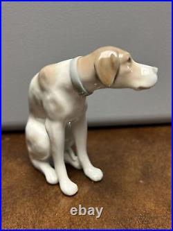 LLADRO porcelain Sitting Dog Brown Spotted Blue Collar