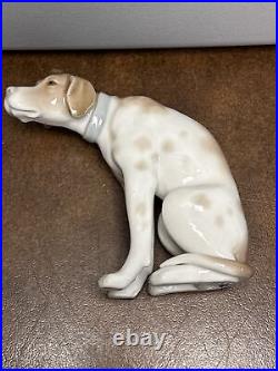 LLADRO porcelain Sitting Dog Brown Spotted Blue Collar