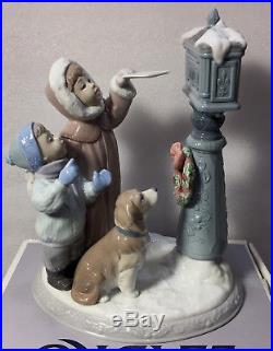 LLADROChristmas Wishes8010-Children Dog Mail Letter to Santa-Porcelain Figure
