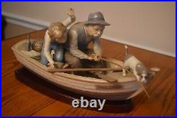LLadro #5215 Fishing with Grandpa, Boy, Boat and Dog, by Jose Puche