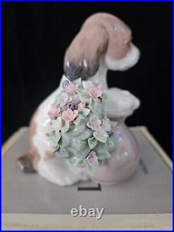 LLadro #6574 Take Me Home! Puppy Dog with Flowers Glossy Figurine With Box