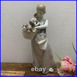 LLadro Girl Holding Puppies in Basket Little Dogs on Hip No. 1311