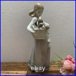 LLadro Girl Holding Puppies in Basket Little Dogs on Hip No. 1311