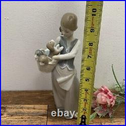 LLadro Girl Holding Puppies in Basket Little Dogs on Hip No. 1311