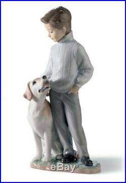 LLadro My Loyal Friend Figurine Boy petting Labrador dog