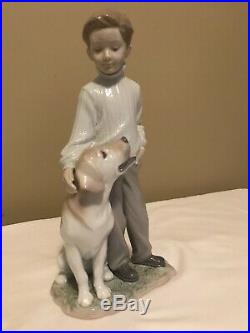 LLadro My Loyal Friend Figurine Boy petting Labrador dog