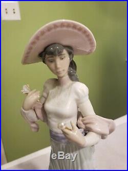 Lady With Flower Walking Puppy Dog With Umbrella By Lladro #6246 Rare 11