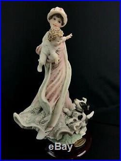 Large 10 Giuseppe Armani Figurine Play Mates Woman Baby Dog, Florence 0759C