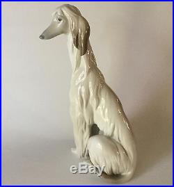 Large LLADRO AFGHAN Hound Dog Seated # 1069 Retired Spain 11 3/4