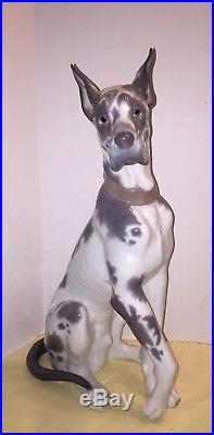 Large LLADRO GREAT DANE 6558 Porcelain Dog Figurine 18 Tall
