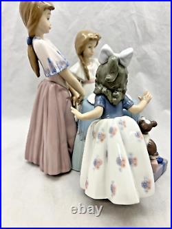 Large LLADRO Making A Birthday Wish #5910 Girls Dogs Puppies Birthday Cake Table
