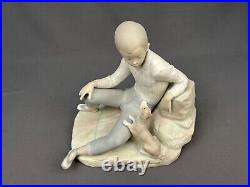 Large Lladro Boy with Puppy Dog on Large Rock 10X10