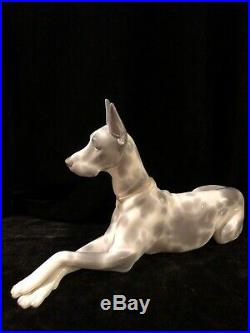 Large Lladro Harlequin #1068 Retired Porcelain Great Dane Dog Figurine No Box
