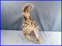 Large Lladro Porcelain Figurine #4806 Girl With Dog 13 Tall