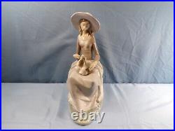 Large Lladro Porcelain Figurine #4806 Girl With Dog 13 Tall