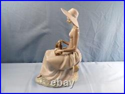 Large Lladro Porcelain Figurine #4806 Girl With Dog 13 Tall