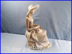 Large Lladro Porcelain Figurine #4806 Girl With Dog 13 Tall