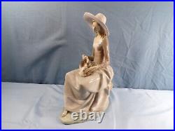 Large Lladro Porcelain Figurine #4806 Girl With Dog 13 Tall