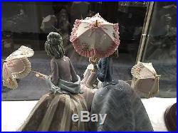 Large Ltd. Edition Lladro #1492 Three Sisters Umbrella Dog MINT withBase