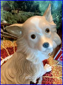 Large Retired Lladro Papillon Dog #4857 By Alfredo Ruiz- 1971-1974 Mint