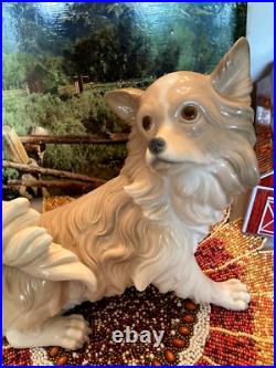 Large Retired Lladro Papillon Dog #4857 By Alfredo Ruiz- 1971-1974 Mint