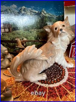 Large Retired Lladro Papillon Dog #4857 By Alfredo Ruiz- 1971-1974 Mint