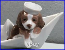 Little Stowaway Puppy Dog Paper Boat Figurine By Lladro #6642