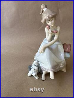 Lladro 05466 Chit Chat Girl On Phone With Dalmatian Dog, Artist Signed, Mint, ? Box