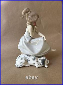 Lladro 05466 Chit Chat Girl On Phone With Dalmatian Dog, Artist Signed, Mint, ? Box