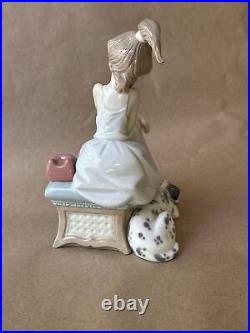 Lladro 05466 Chit Chat Girl On Phone With Dalmatian Dog, Artist Signed, Mint, ? Box